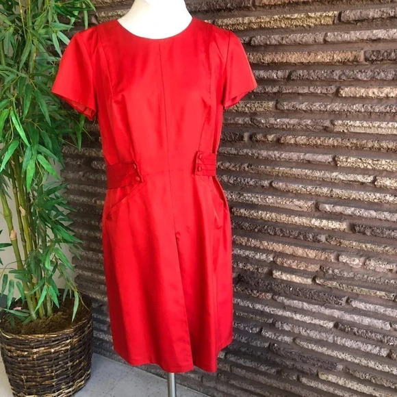 Badgley Mischka Designer Red 100% Silk Dress - Picture 5 of 9